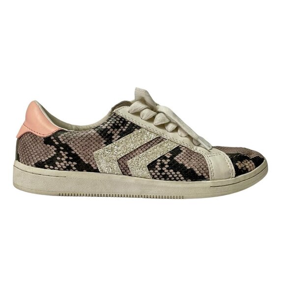 Dolce Vita Neo Embossed Snake Print Glitter Lace-Up Sneakers Womens 6.5M Pink - Picture 1 of 10